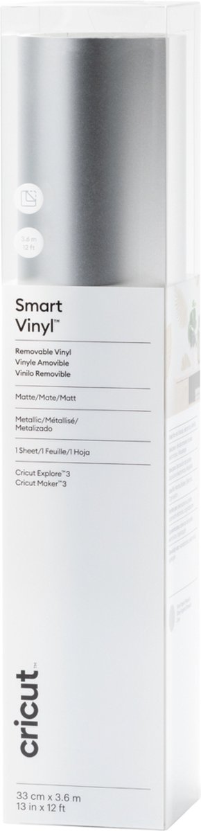 Cricut Smart Vinyl | verwijderbaar | mat zilver | 33x366cm